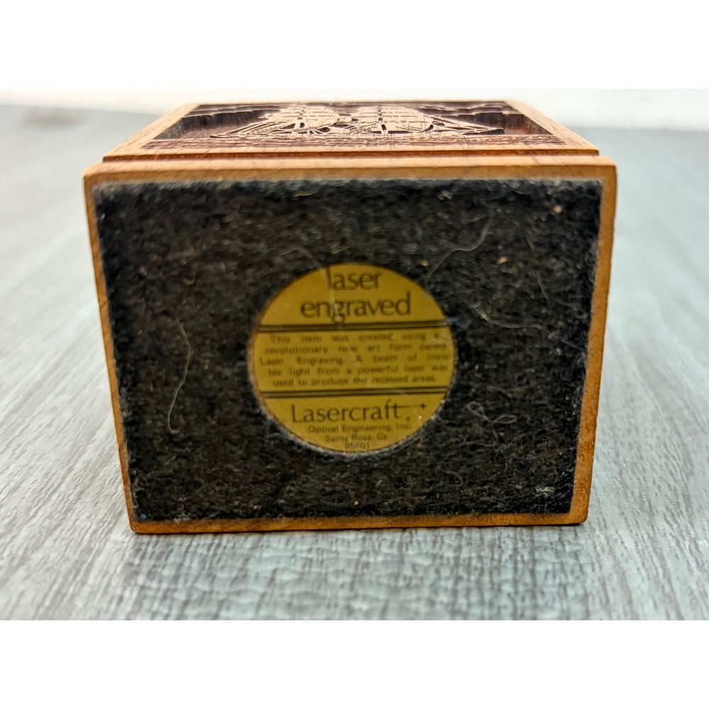 Lasercraft Wood Candle Holder Vintage Laser Engraved Ship Nautical Desk Decor - Picture 3 of 9